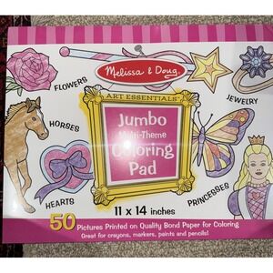 Melissa & Doug Jumbo Multi-Theme Coloring Pad 11"x14"-‎ Girl 50 Pictures Pink
